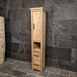 Badezimmer Hochschrank | Teakholz massiv | Nachhaltige Handarbeit | Model 2 - Afrika Naturstein & Teak Shop