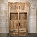 Hochschrank mit Carving Türen | Recyceltes Teakholz | Timor 8