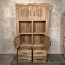 Hochschrank mit Carving Türen | Recyceltes Teakholz | Timor 8