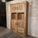 Hochschrank mit Carving Türen | Recyceltes Teakholz | Timor 8