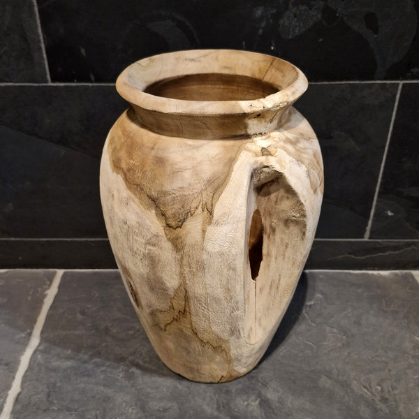 Vase aus recyceltem Teakholz, 40 cm hoch