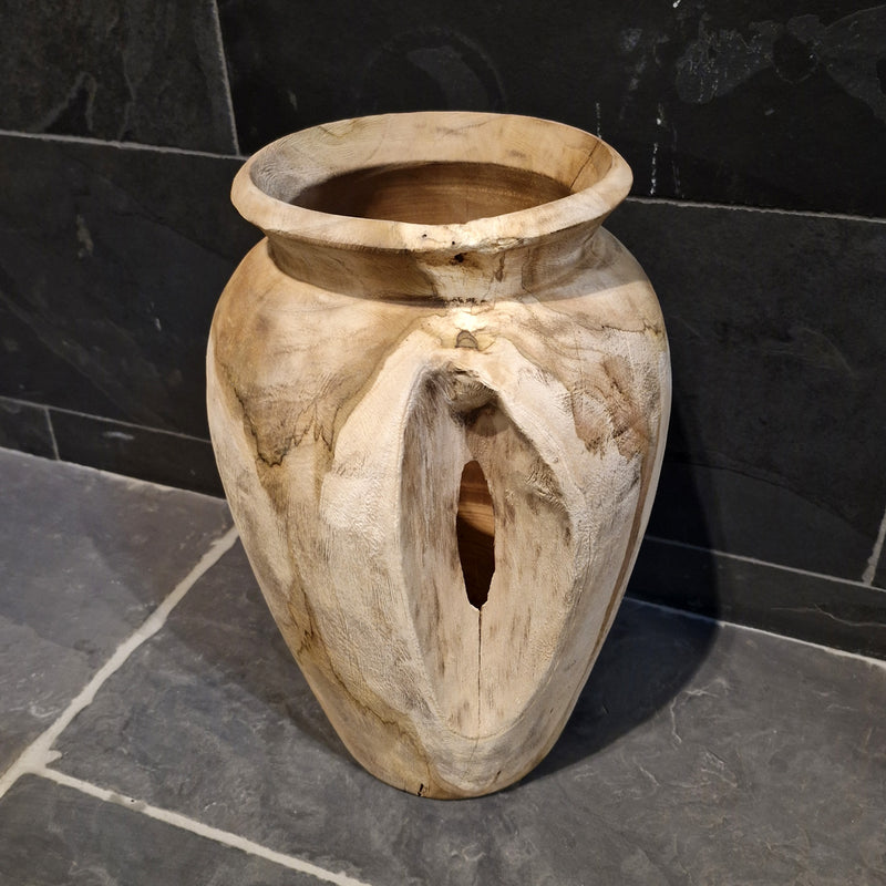 Vase aus recyceltem Teakholz, 40 cm hoch