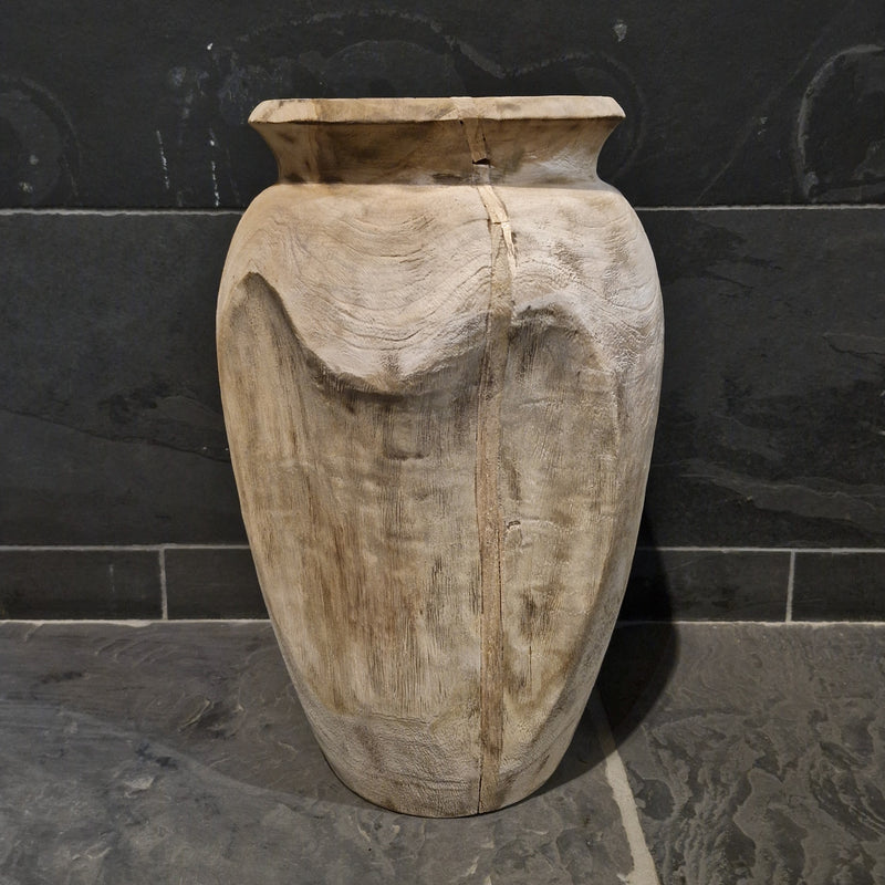 Vase aus recyceltem Teakholz, 40 cm hoch