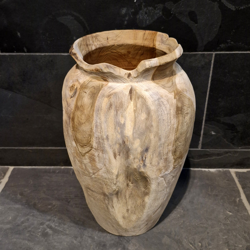 Vase aus recyceltem Teakholz, 40 cm hoch