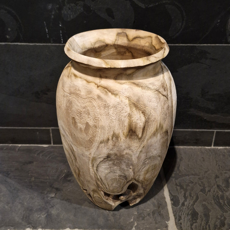 Vase aus recyceltem Teakholz, 40 cm hoch