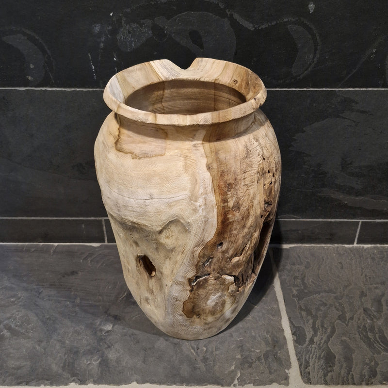 Vase aus recyceltem Teakholz, 40 cm hoch