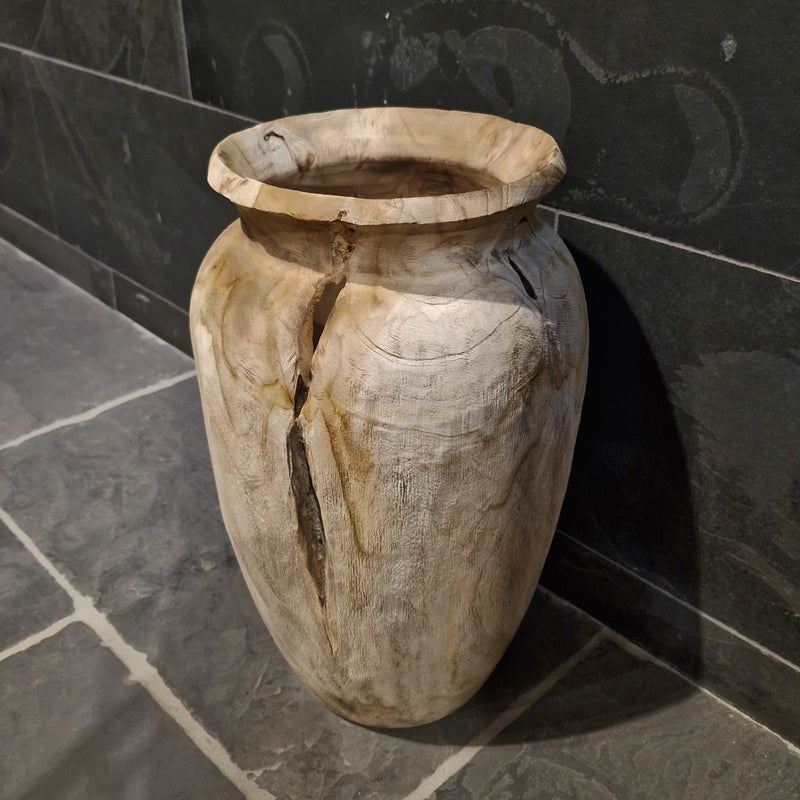 Vase aus recyceltem Teakholz, 40 cm hoch