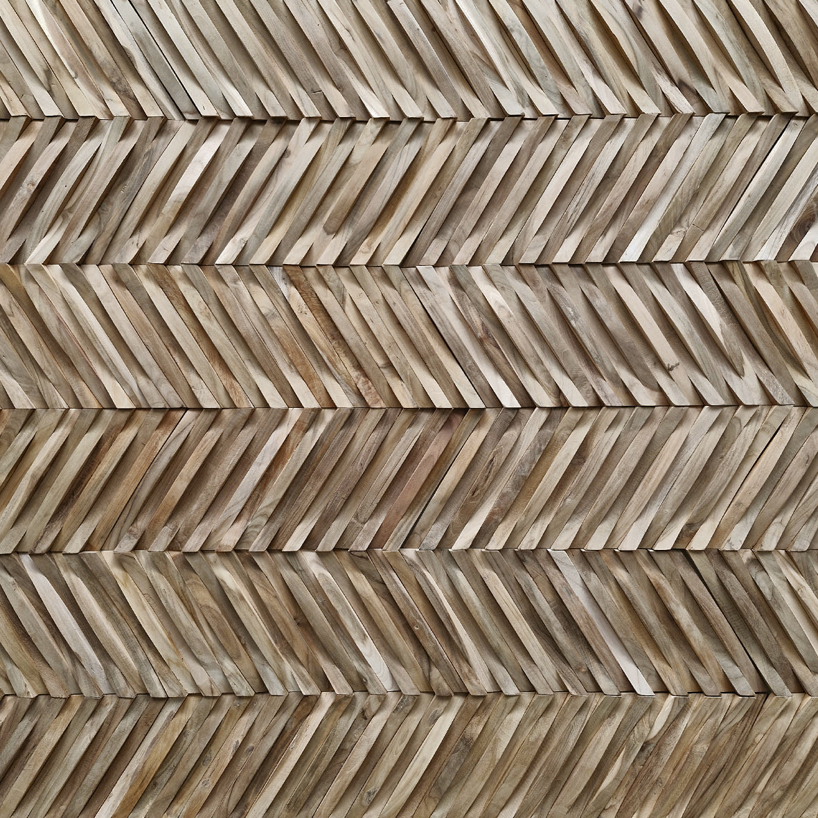 WAVE Holzverblender aus Teakholz, natürliche Holzoptik, dekoratives Verblendelement für Wände, handgefertigt, rustikaler Stil