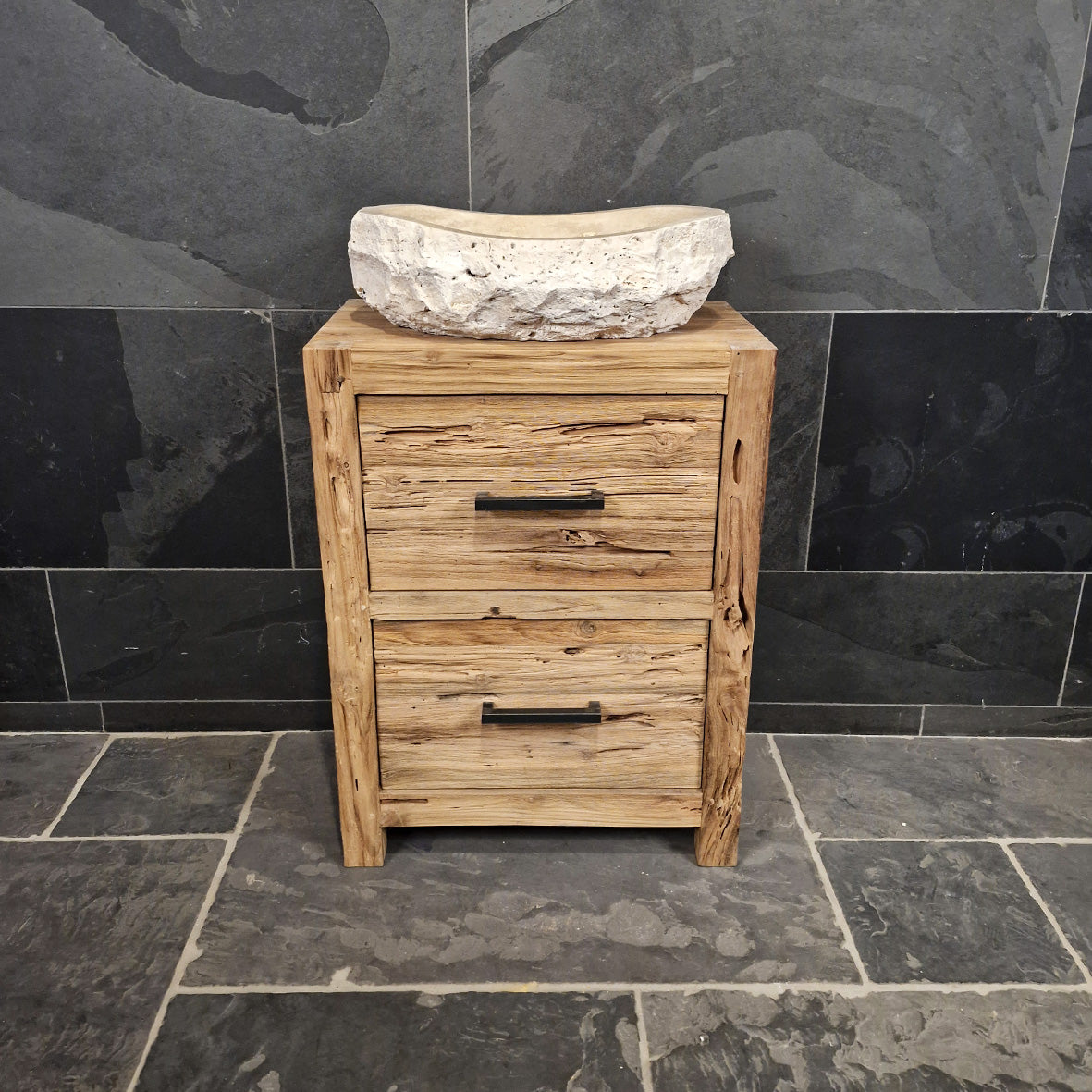 Teak Badmöbel | Kompakte Ausführung aus recyceltem Holz | Model 9 - Badgestaltung