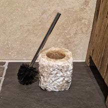 Schwarzer WC-Bürstenhalter aus Onyx, stilvolle Badgestaltung mit robustem Badaccessoire, langlebig und elegant.