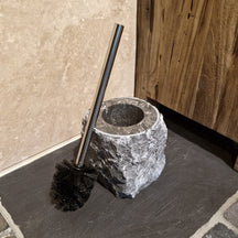 WC Bürstenhalter aus schwarzem Marmor, elegante Badgestaltung mit edlem Material und modernem Design.
