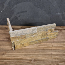 Naturstein Verblender aus Quarzit in gelber Farbe, Eckstück für Wandgestaltung, von YELLOW QUARZIT