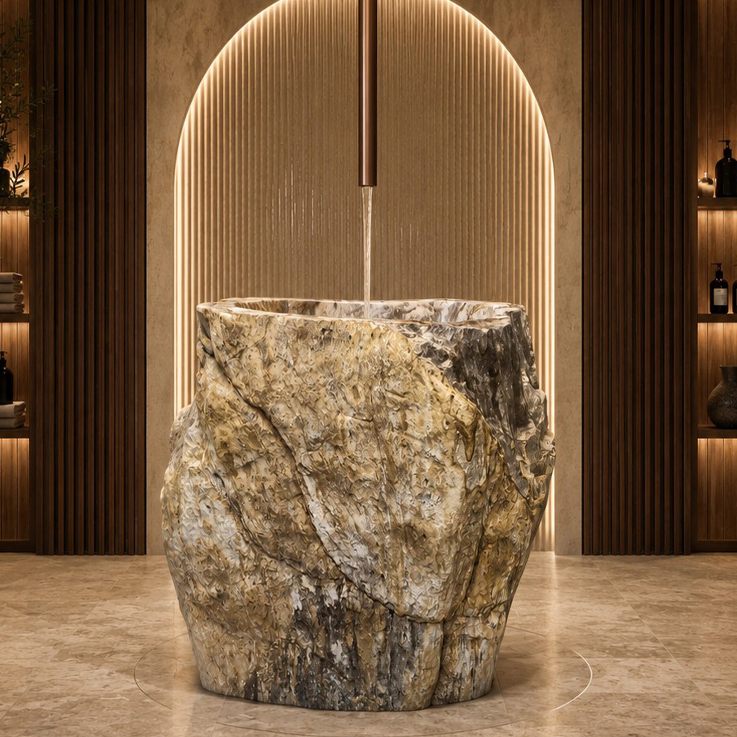Standwaschbecken Versteinertes Holz | 87 x 47 x 90 cm | Z14