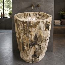 Standwaschbecken Versteinertes Holz | 57 x 39 x 90 cm | Naturstein | Badgestaltung