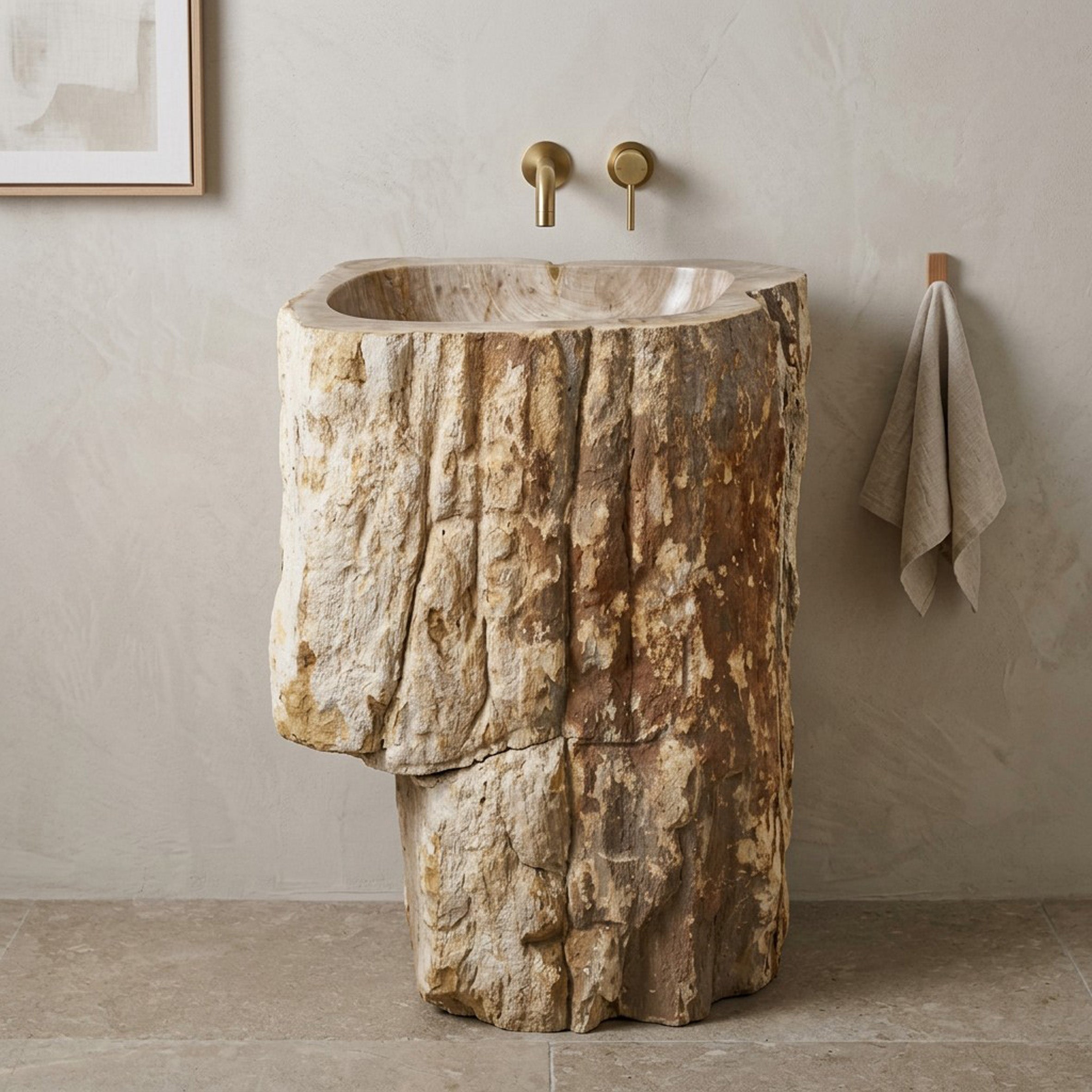 Standwaschbecken Versteinertes Holz | 65 x 55 x 90 cm | Z9