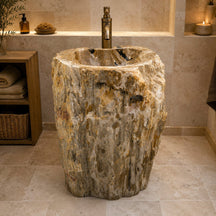 Standwaschbecken Versteinertes Holz | Naturstein | 69 x 46 x 90 cm
