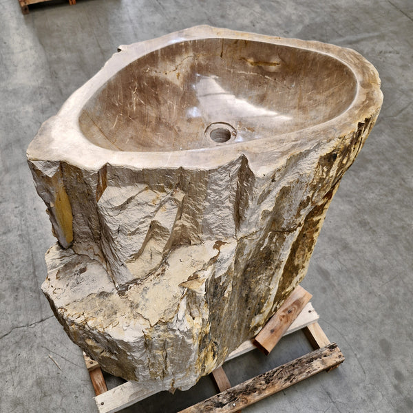 Staande wastafel | Versteend hout | 58 x 60 x 90 cm | O1 Hoekmodel