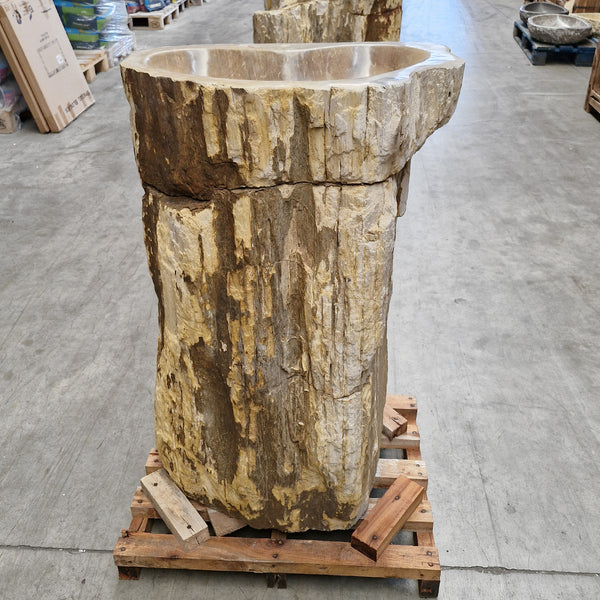 Staande wastafel | Versteend hout | 59 x 43 x 90 cm | O2 met kraangat