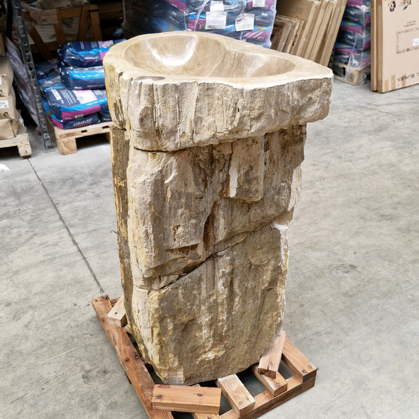 Staande wastafel | Versteend hout | 59 x 43 x 90 cm | O2 met kraangat