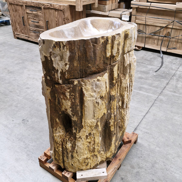 Staande wastafel | Versteend hout | 59 x 43 x 90 cm | O2 met kraangat