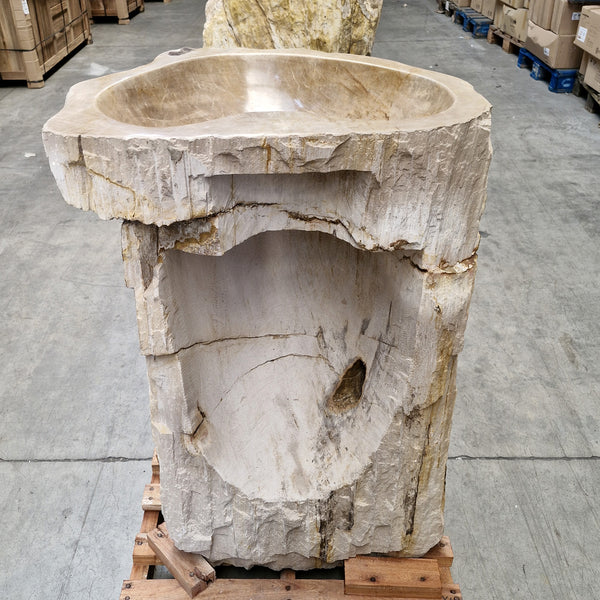 Staande wastafel | Versteend hout | 59 x 43 x 90 cm | O2 met kraangat