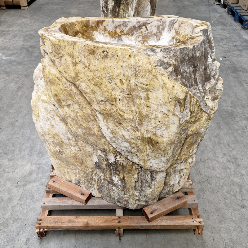 Standwaschbecken Versteinertes Holz | 87 x 47 x 90 cm | O4 - Badgestaltung