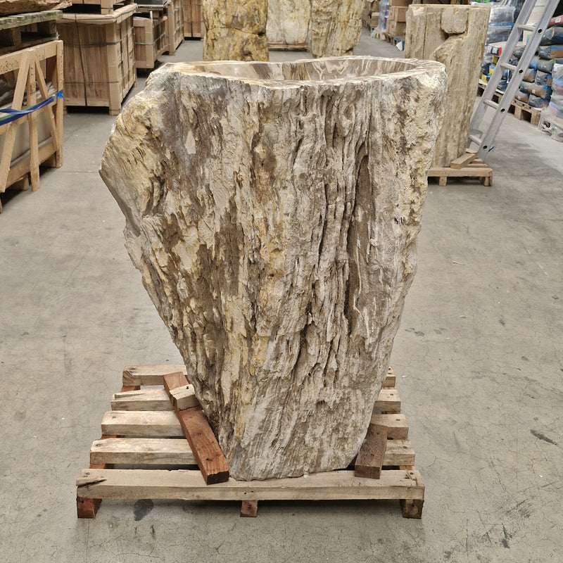 B1 ZAKYNTHOS Standwaschbecken versteinertes Holz 80 x 48 x 90 cm