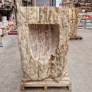 B11 ZAKYNTHOS Standwaschbecken versteinertes Holz 60 x 34 x 90 cm