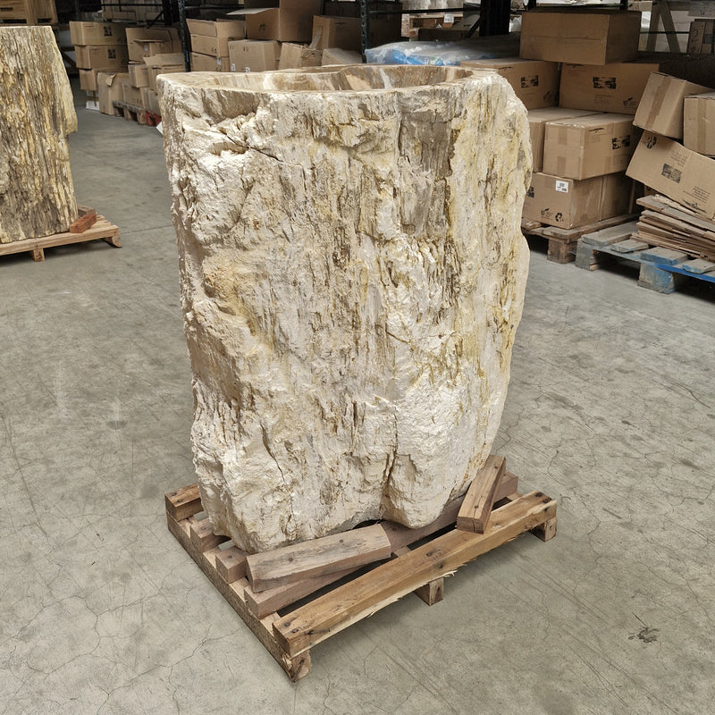 B5 ZAKYNTHOS Standwaschbecken versteinertes Holz 69 x 47 x 90 cm