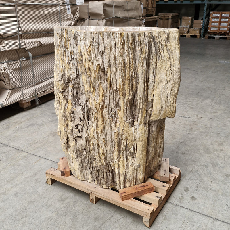 B6 ZAKYNTHOS Standwaschbecken versteinertes Holz 69 x 46 x 90 cm