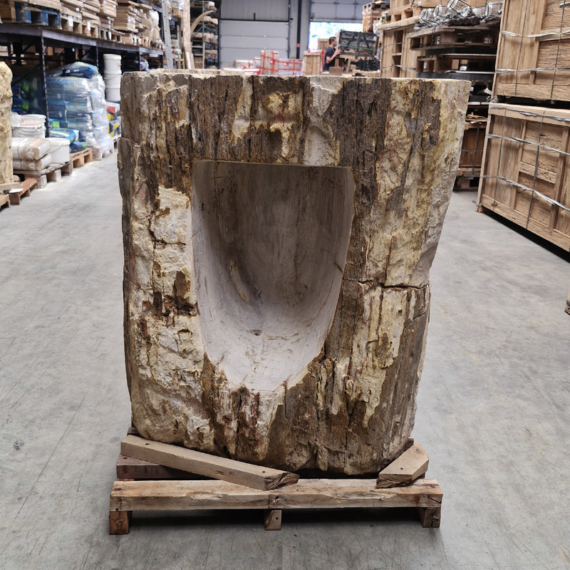 B8 ZAKYNTHOS Standwaschbecken versteinertes Holz 77 x 43 x 90 cm