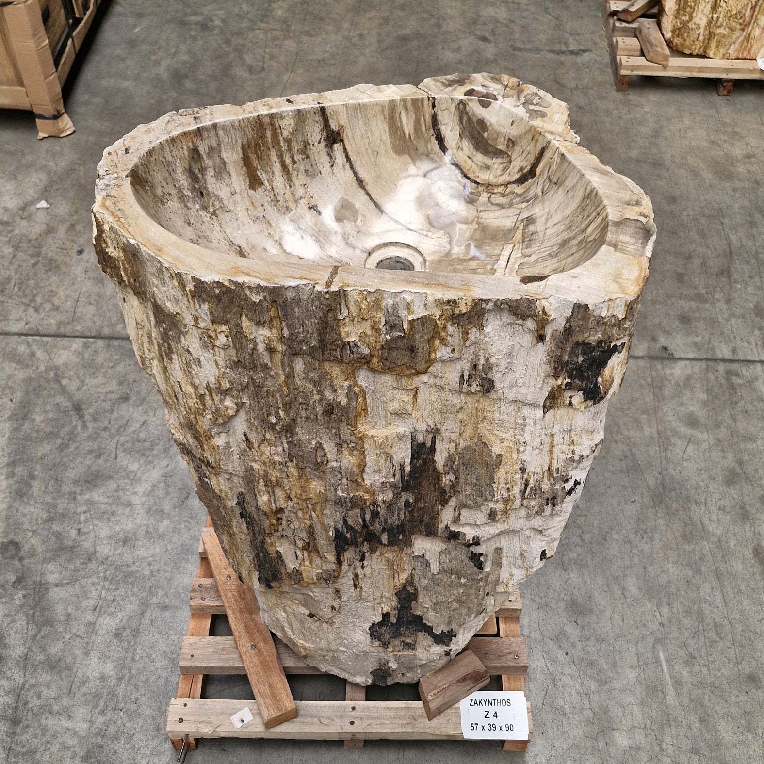 Standwaschbecken Versteinertes Holz | 57 x 39 x 90 cm | Z4