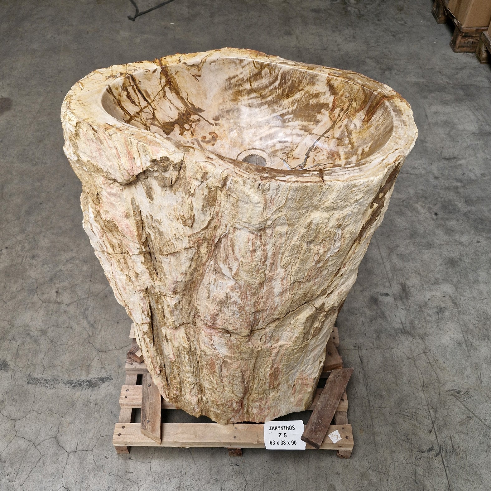 Standwaschbecken Versteinertes Holz | 63 x 39 x 90 cm | Z5