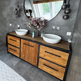 Unterschrank aus recyceltem Teakholz, 150x55x80 cm, Naturton