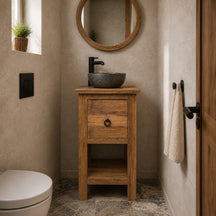 Badmeubel van teakhout | Kleine onderkast voor gasten-wc of badkamer | Model 2