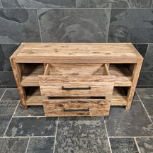 Badmöbel aus Altholz: Maluku Unterschrank für Badezimmer, 150x47x80cm, rustikale Badgestaltung mit Charakter