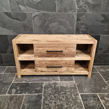 Moderner Badmöbel-Unterschrank aus Altholz von Maluku, glatt, robustes Design für stilvolle Badgestaltung, Maße 150x47x80 cm