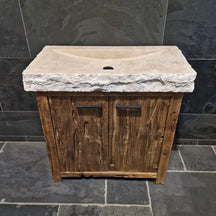 Badezimmermöbel mit Waschtisch aus massivem Holz, Bantam Model 7, moderne Badgestaltung, natürliche Holzoptik, elegantes Design