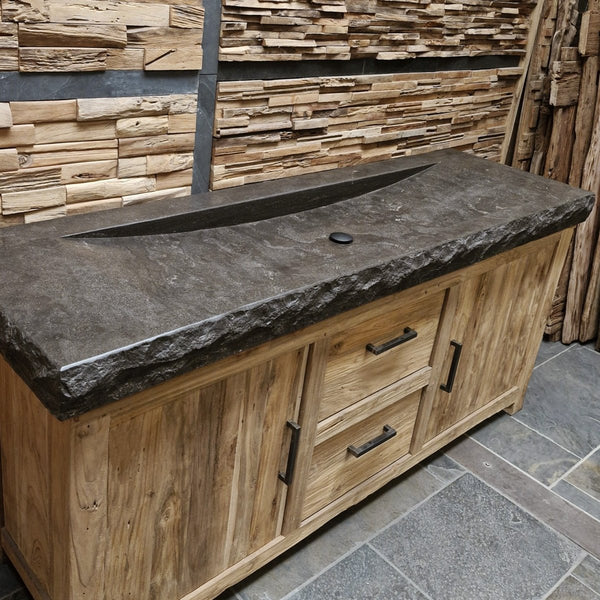  - BILBAO Waschtisch Blaustein Roh - 186 x 55 x 10 cm - Badgestaltung | Afrika Naturstein