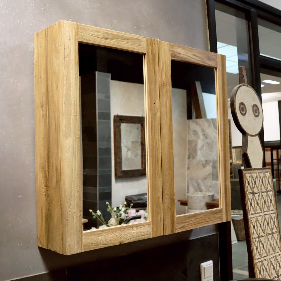 Spiegelkast | Gerecycled teakhout | 80, 100, 120 cm x 70 cm