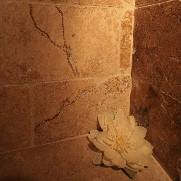 Travertinfliesen Platten für Wand und Boden Pompeya antik getrommelt - Muster | Fliesen | TRAVERTIN POMPEYA - ca. 20 x 20 cm - Muster | Afrika Naturstein