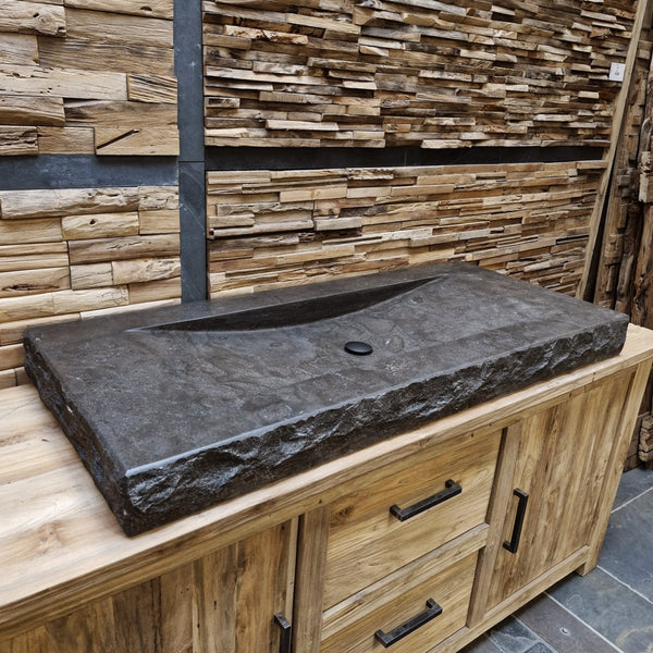  - BILBAO Waschtisch Blaustein Roh - 125 x 55 x 10 cm - Badgestaltung | Afrika Naturstein