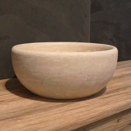 MOSKAU | rundes Waschbecken | Travertin glatt - Ø 35 cm - Badgestaltung | Afrika Naturstein