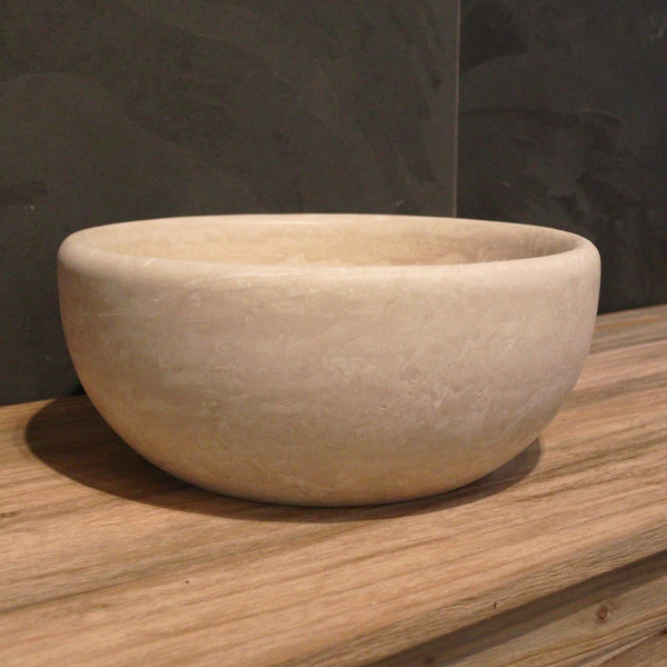  - MOSKAU | rundes Waschbecken | Travertin glatt - Ø 35 cm - Badgestaltung | Afrika Naturstein
