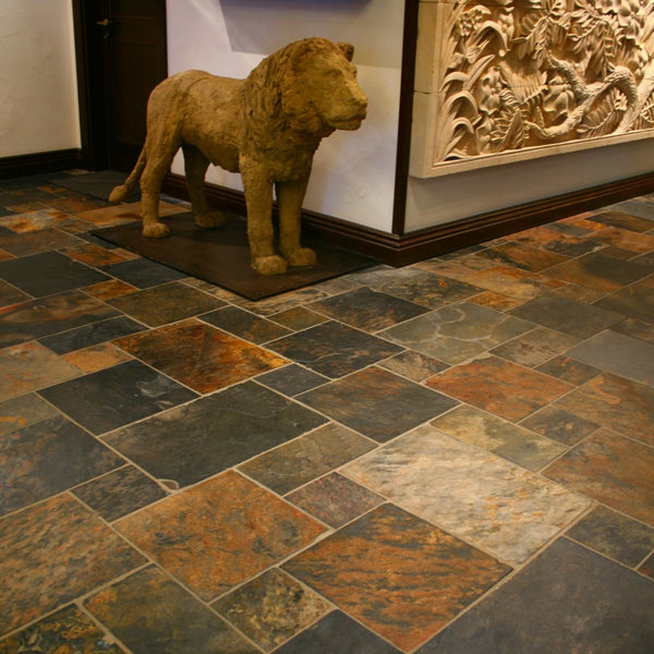  - Muster | Schieferfliesen | AFRIKA MULTICOLOR | Gesägt - ca. 20 x 20 cm - Muster | Afrika Naturstein