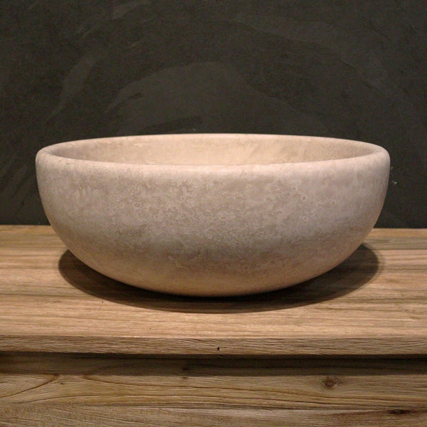 - MOSKAU | rundes Waschbecken | Travertin glatt - Ø 40 cm - Badgestaltung | Afrika Naturstein