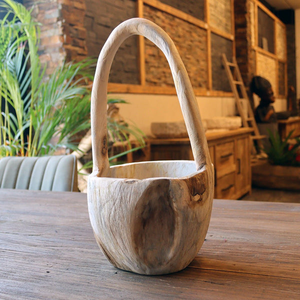  - Kleines Dekokörbchen aus Teakholz - Körbchen 1 - Badgestaltung | Afrika Naturstein