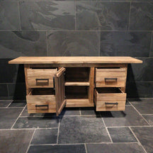 Badezimmermöbel mit Waschbeckenunterschrank aus recyceltem Holz, moderne Badgestaltung von BINTAN, stilvoll und umweltfreundlich