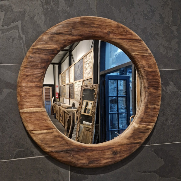  - Runder Wandspiegel Badspiegel C1 - 5 - C4 - Ø 100 x 5 cm - Badgestaltung | Afrika Naturstein