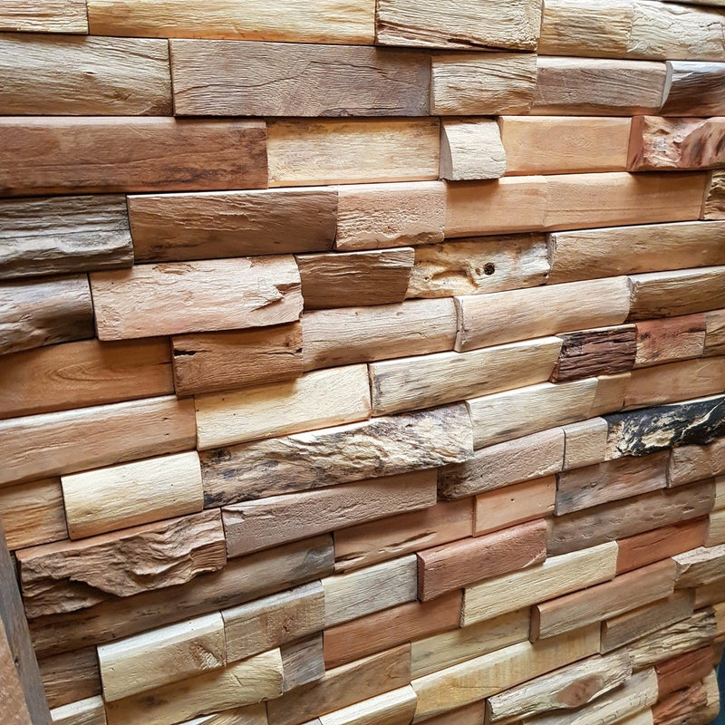  - SEAWOOD | Holzpaneele | 2x5 - 1 Stück 50x10 cm - Verblender | Afrika Naturstein